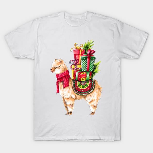 Christmas Llama T-Shirt by artisjourney